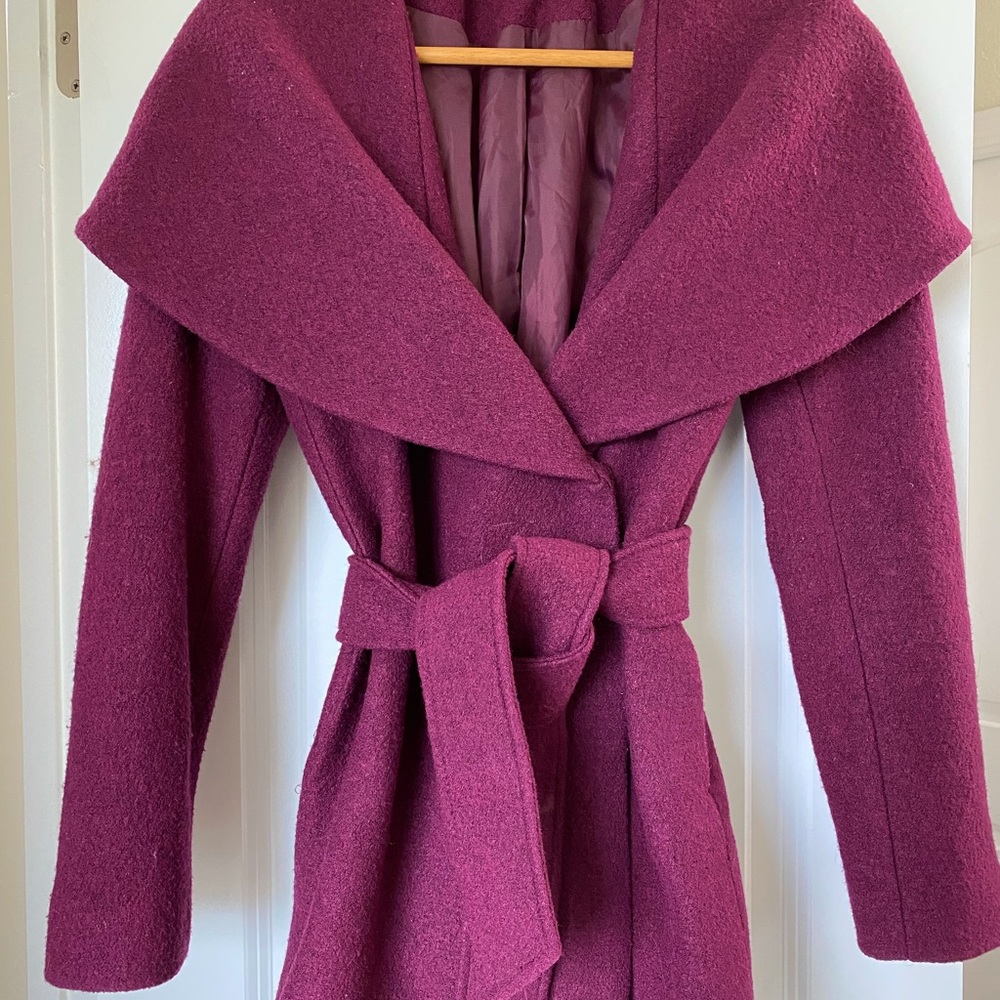 Express Burgundy/Maroon Wrap Coat XS